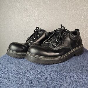 VTG Skechers Shoes Mens 13 y2k Black Leather Jammer Oxford Chunky Platform  90s